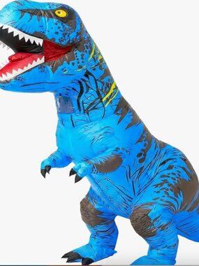 Inflatable Blue Dinosaur Costume with Fan Included
